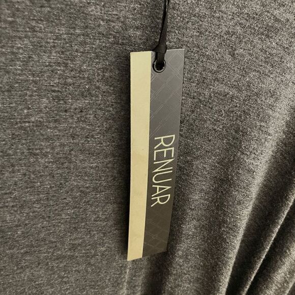 Renuar S Heather Grey Stripe Tunic Top Y2K Deadstock 3/4 Sleeve Scoop Neck VTG - Picture 6 of 7